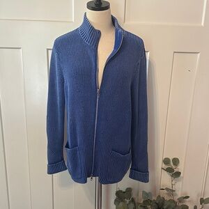 Tyler Boe men’s mineral wash bluing Ribbed double  Zip-Up Sweater XL cardigan